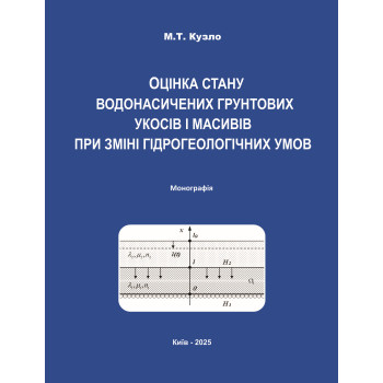 Оцінка стану водонасичених грунтових укосів і масивів при зміні гідрогеологічних умов: монографія. Кузло М. Т. Київ : Вид-во «Каравела», 2025. 194 с.
